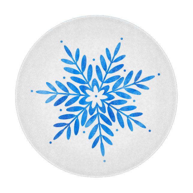Planche À Découper Aquarelle Flèche de neige bleu (Devant)