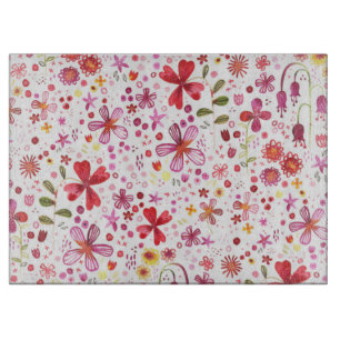 Planche À Découper Aquarelle fleurie Boho colorée