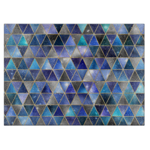 Planche À Découper Aquarelle isométrique avec galaxie dorée et marbré