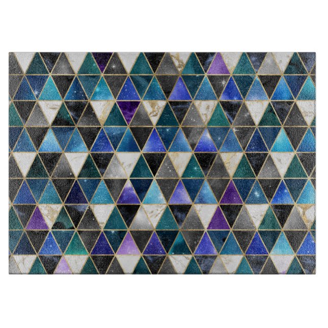 Planche À Découper Aquarelle Isométrique avec or et marbre Galaxy (Devant)