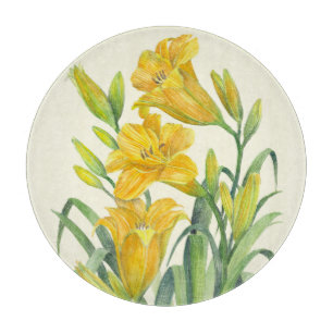 Planche À Découper Aquarelle Jaune Lys Floral Illustration