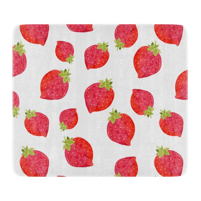 Planche À Découper Aquarelle Motif de fraise (Devant)