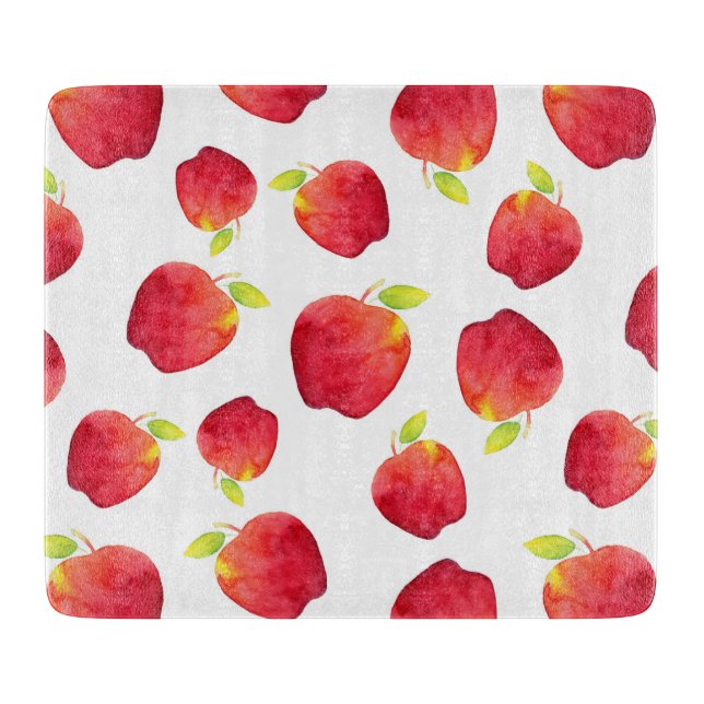 Planche À Découper Aquarelle Motif de pomme rouge (Devant)