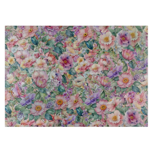 Planche À Découper Aquarelle motif floral, Arrière - plan floral (Devant)