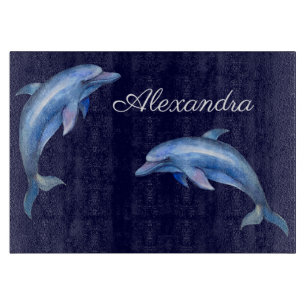 Planche À Découper Aquarelle nautique Dolphin Marine Côte bleue