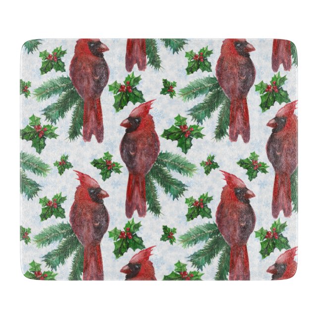 Planche À Découper aquarelle Oiseau cardinal rouge (Devant)