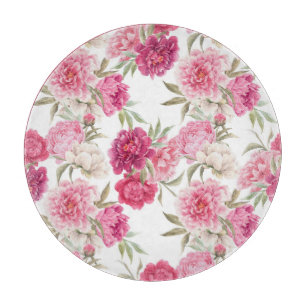Planche À Découper Aquarelle Peoné rose : Élégance florale