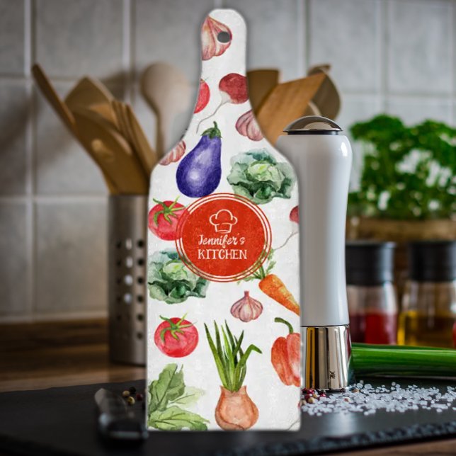 Planche À Découper Aquarelle personnalisée Légumes Cuisine (Créateur téléchargé)