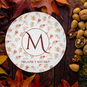 Planche À Découper Aquarelle personnalisée Monogramme d'automne cuisi
