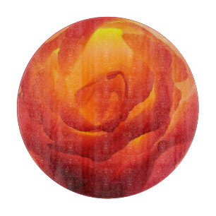 Planche À Découper Aquarelle Rose rouge et jaune