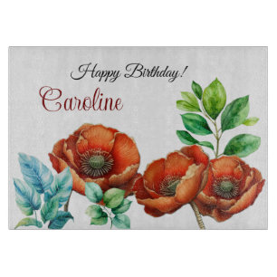 Planche À Découper Aquarelle Sublime Gras Rouge Papillons