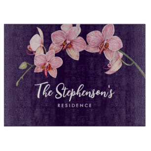 Planche À Découper Aquarelle teinte rose Orchidées Peinture