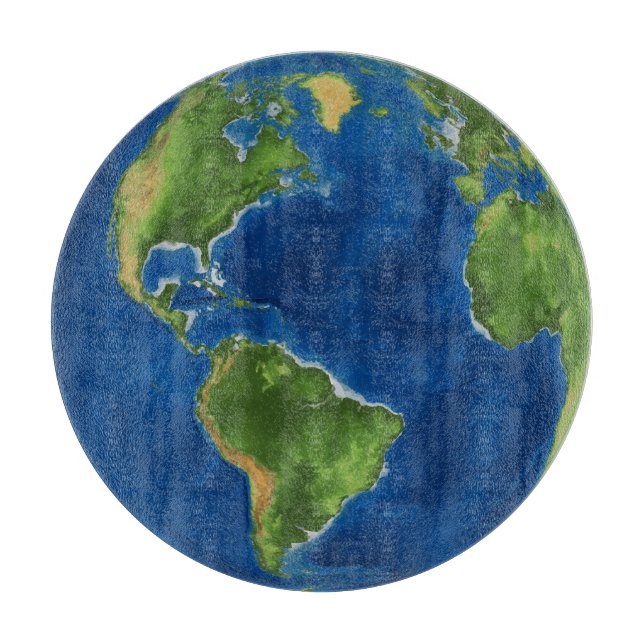Planche À Découper Aquarelle Terre géographie drôle illusion 3D (Devant)