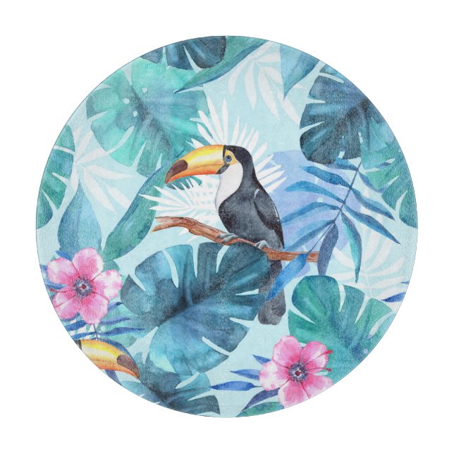 Planche À Découper Aquarelle Toucans : Tropical Seamless (Devant)