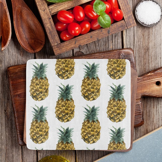 Planche À Découper Aquarelle tropicale ananas Motif sans couture (Créateur téléchargé)