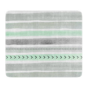 Planche À Découper Aquarelles géométriques vert de la menthe Gris Gri