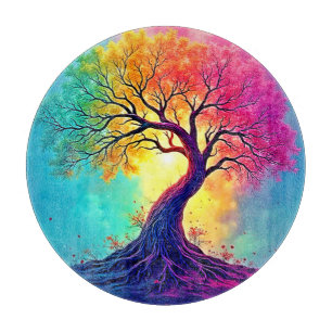Planche À Découper Arbre Arc-en-Ciel : Racines d'Espoir Infini Art