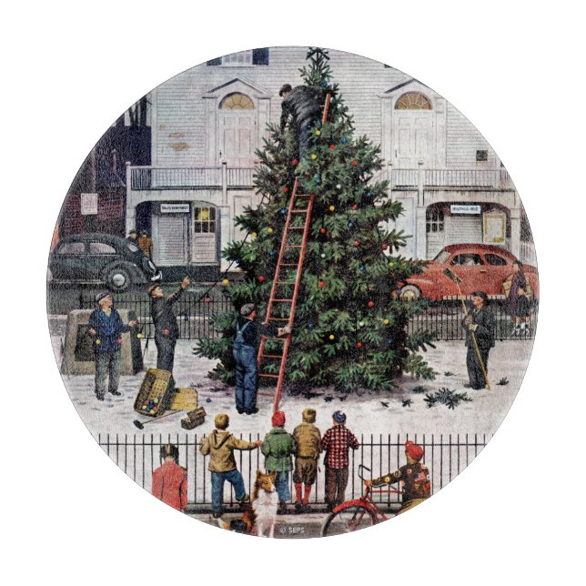 Planche À Découper Arbre dans le Carré de ville (Devant)