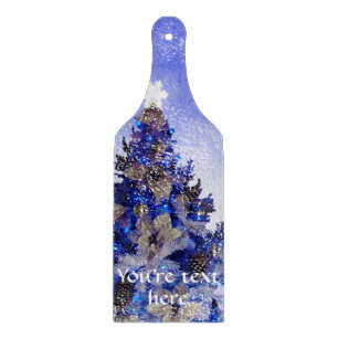 Planche À Découper Arbre de Noël bleu personnalisable