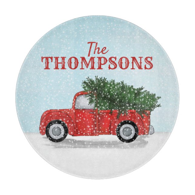 Planche À Découper Arbre de Noël de neige de Camion Rouge Personnalis (Devant)
