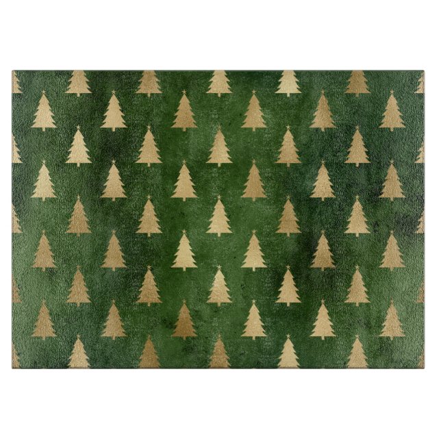 Planche À Découper Arbre de Noël d'hiver Festive Green et Gold Foil (Devant)