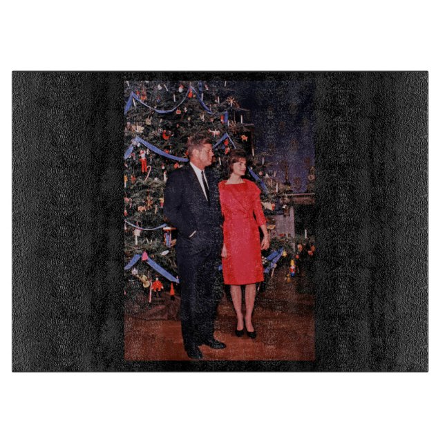 Planche À Découper Arbre de Noël Président John Kennedy & Jacqueline (Devant)