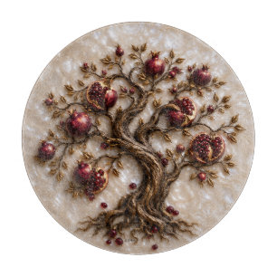 Planche À Découper Arbre de Vie avec Grenades   Art en Relief 3D