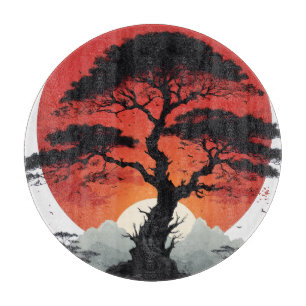 Planche À Découper Arbre du coucher de soleil africain