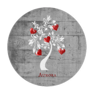 Planche À Découper Arbre rouge des coeurs Tableau de coupe personnali