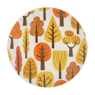 Planche À Découper Arbres d'automne, motif sans soudure.