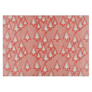 Planche À Découper Arbres de Noël métalliques modernes - corail orang
