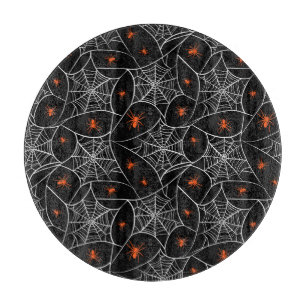Planche À Découper Arrière - plan web d'Halloween et araignées.