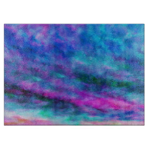 Planche À Découper Art Abstrait Aquarelle Bleu Rose Violet