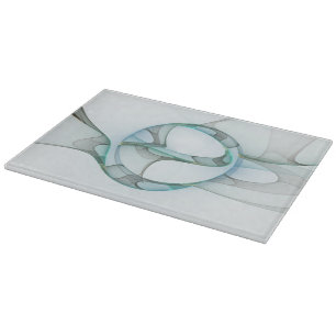 Planche À Découper Art Abstrait moderne Fractal Bleu Turquoise Gris