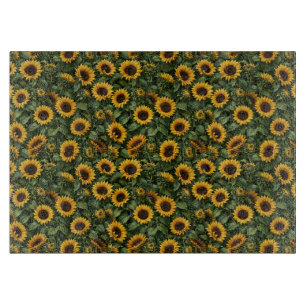 Planche À Découper Art botanique réaliste de tournesol