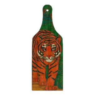 Planche À Découper Art de cloisonné Tigre sur le chemin de la jungle