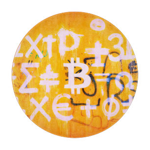 Planche À Découper Art de rue Bitcoin (Peinture orange n° 5)
