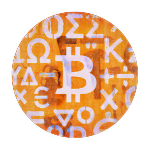 Planche À Découper Art de rue Bitcoin (Peinture orange n° 6)