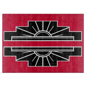 Planche À Découper Art Déco Motif en rouge Basé sur l'art déco classi