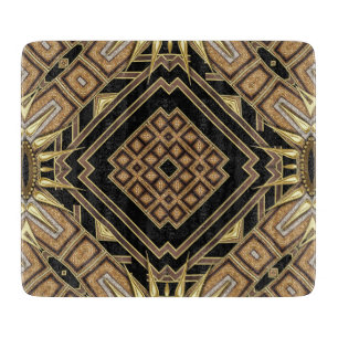 Planche À Découper Art Déco Noir Or Géométrique Style Motif Glam