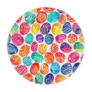 Planche À Découper Art d'empreintes digitales coloré