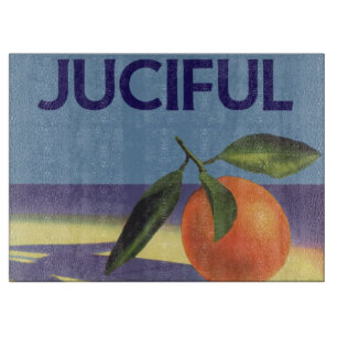 Planche À Découper Art d'étiquette de caisse de fruits vintage, Orang