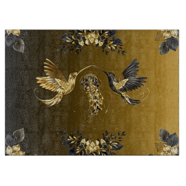 Planche À Découper Art graphique noir et or, Lux Abstract Design (Devant)