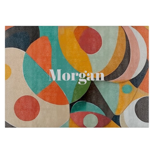 Planche À Découper Art moderne du milieu du siècle, nom ou monogramme (Devant)