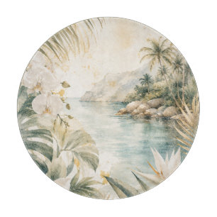Planche À Découper Art mural aquarelle tropical luxueux côtier