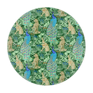 Planche À Découper Art Nouveau Peacock Print, Cobalt Blue & Green