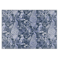 Art Nouveau Peacock Print, Navy et White