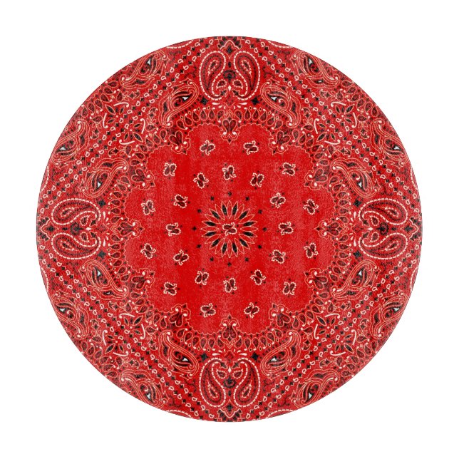 Planche À Découper Art occidental rouge en verre de tissu d'écharpe (Devant)