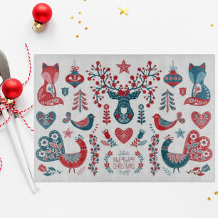Planche À Découper Art populaire scandinave de Noël rouge et de la Ma