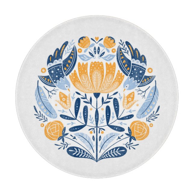 Planche À Découper Art populaire scandinave ornement floral (Devant)